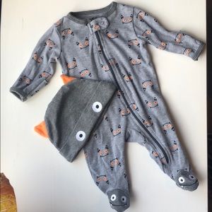0-3 month Halloween zip up with hat
